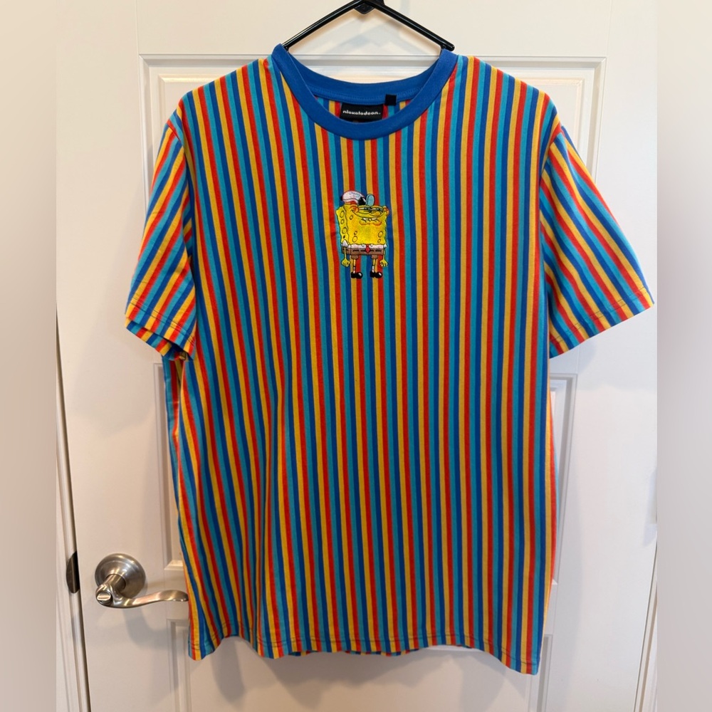 Nickelodeon Spongebob Squarepants Vibrant Striped Tee, Size L